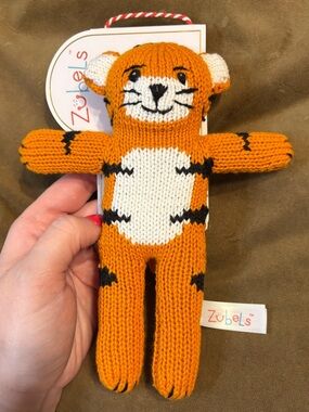 Zubels Orange Knit Tiger🐯 Plush Rattle for Baby &/ Or Kids